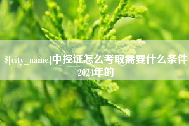 雄安新区中控证怎么考取需要什么条件2024年的